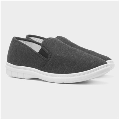 Mens Charcoal Slip On Gusset Canvas Shoe