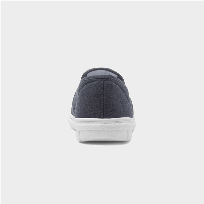 Mens Navy Slip On Twin Gusset Canvas Shoe