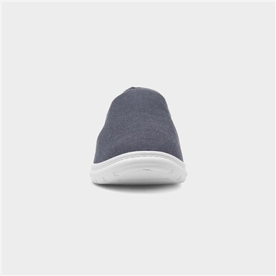 Mens Navy Slip On Twin Gusset Canvas Shoe