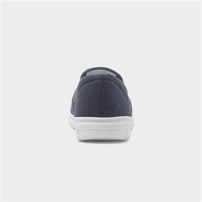 Mens Navy Slip On Twin Gusset Canvas Shoe