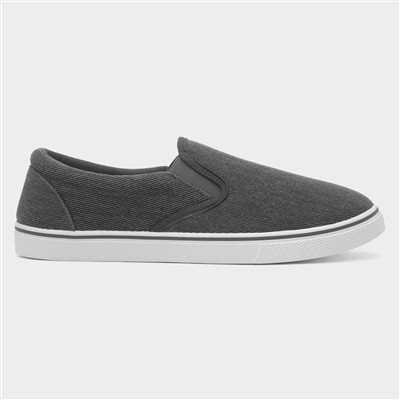 Mens Dark Grey Slip On Canvas