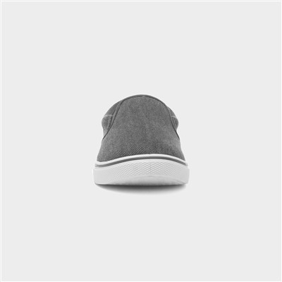 Mens Dark Grey Slip On Canvas