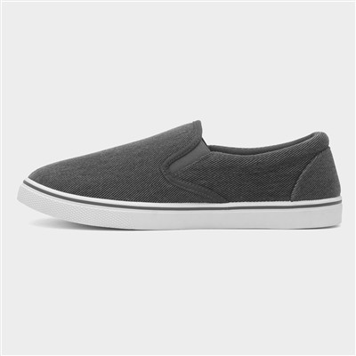 Mens Dark Grey Slip On Canvas