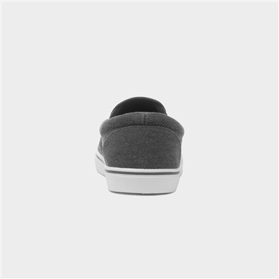 Mens Dark Grey Slip On Canvas