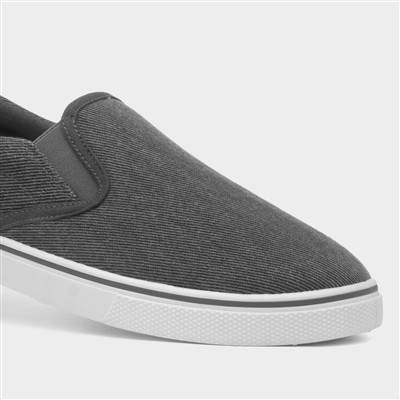 Mens Dark Grey Slip On Canvas