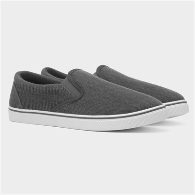 Mens Dark Grey Slip On Canvas
