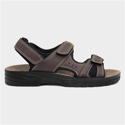 Mens Easy Fasten Sandal in Brown