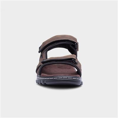 Edwin Mens Brown Easy Fasten Sandals