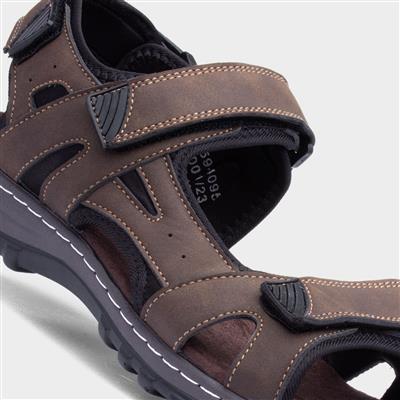 Edwin Mens Brown Easy Fasten Sandals