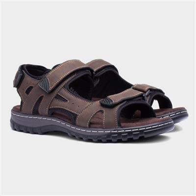 Edwin Mens Brown Easy Fasten Sandals