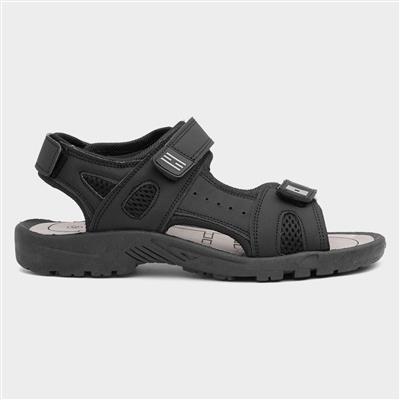 Mens Black Easy Fasten Sandals