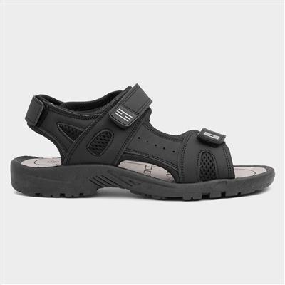 Edward Mens Black Easy Fasten Sandals