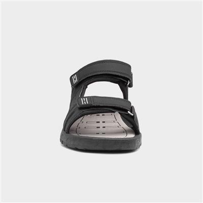 Edward Mens Black Easy Fasten Sandals