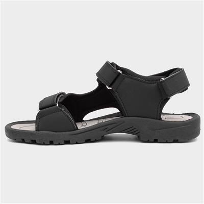 Edward Mens Black Easy Fasten Sandals