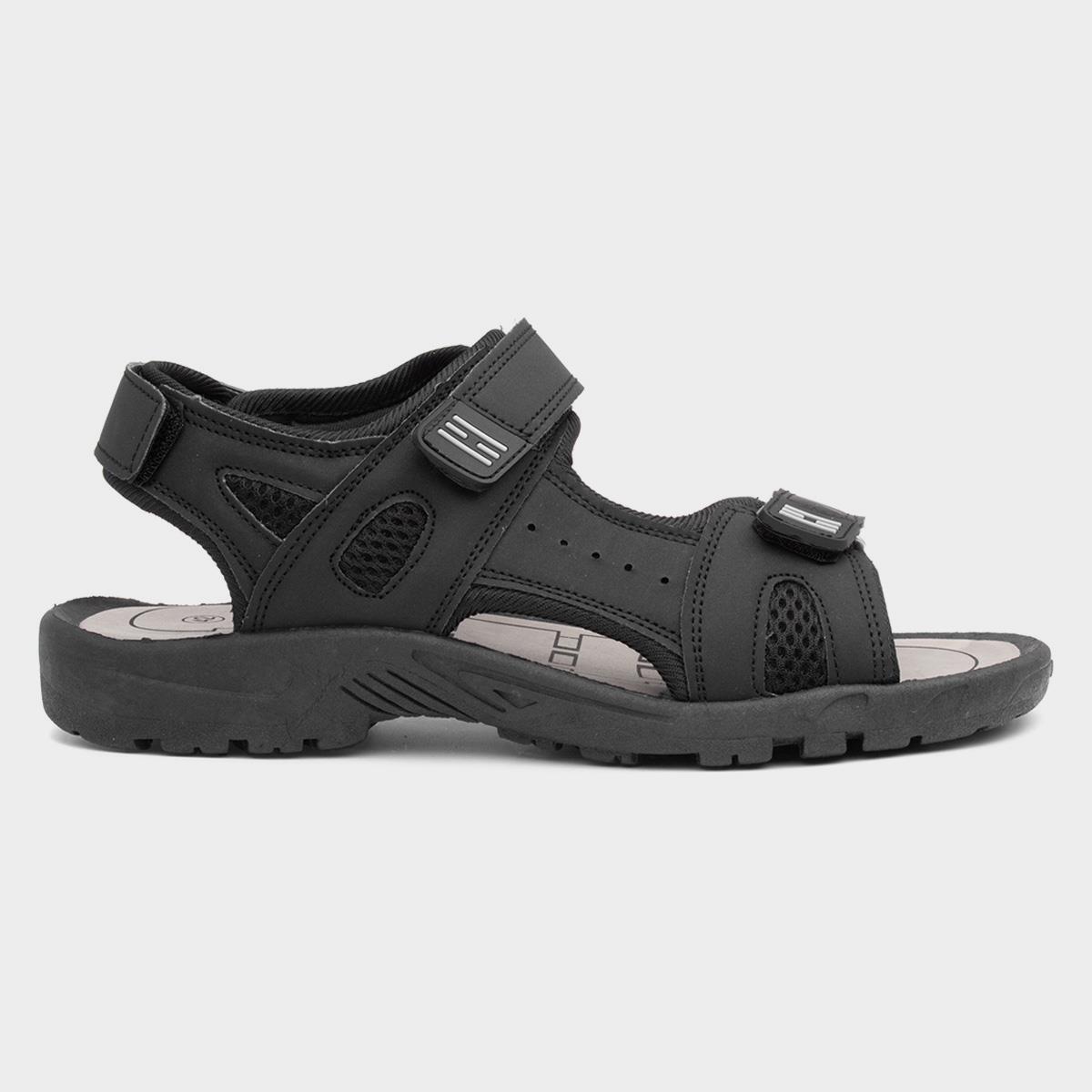 Edward Mens Black Easy Fasten Sandals