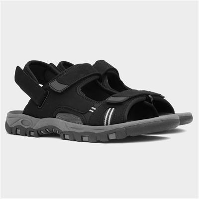 Elliot Mens Black Easy Fasten Sandals