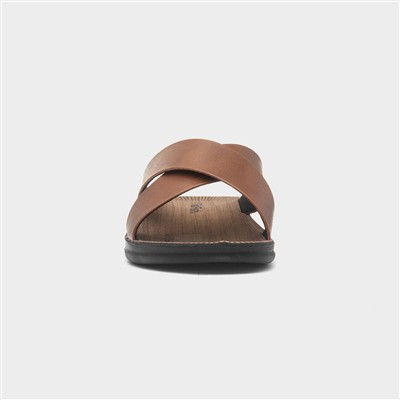 Ethan Mens Tan Cross Over Mule Sandal