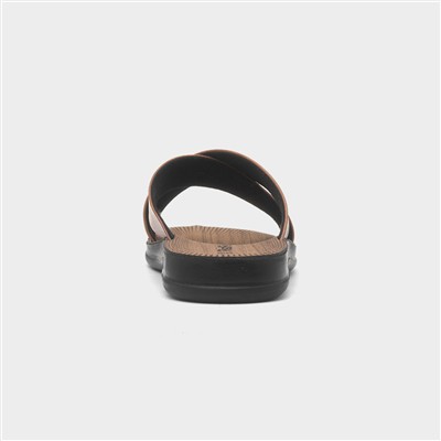 Ethan Mens Tan Cross Over Mule Sandal