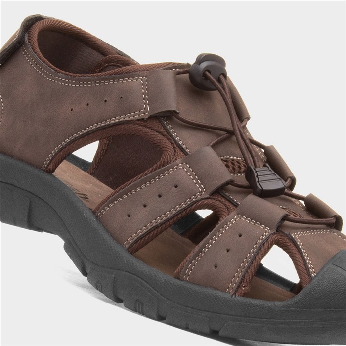 Mens Brown Closed Toe Gladiator Sandal