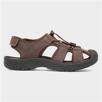 Mens Brown Closed Toe Gladiator Sandal