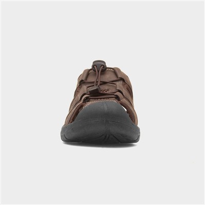 Mens Brown Closed Toe Gladiator Sandal