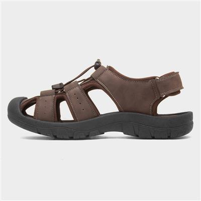 Mens Brown Closed Toe Gladiator Sandal