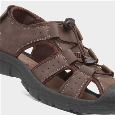 Mens Brown Closed Toe Gladiator Sandal
