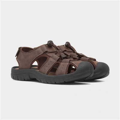 Mens Brown Closed Toe Gladiator Sandal
