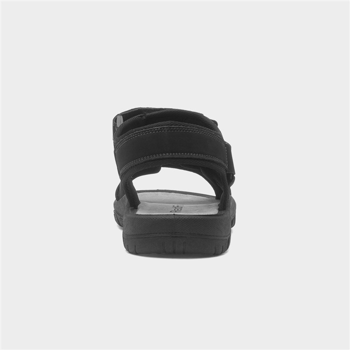 Mens Black Double Easy Fasten Sandals