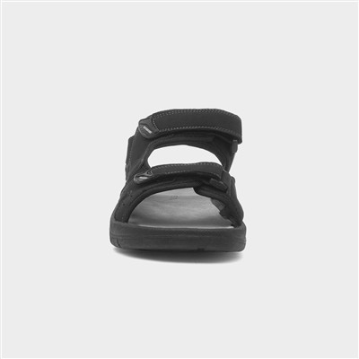 Mens Black Easy Fasten Sandals