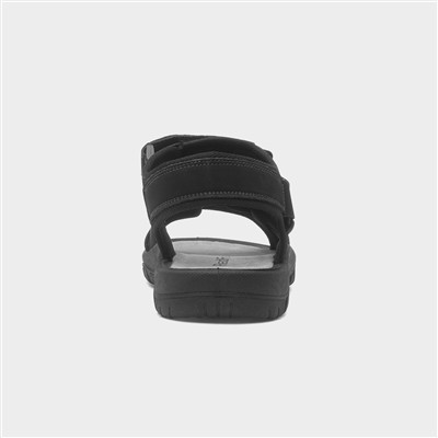 Mens Black Easy Fasten Sandals