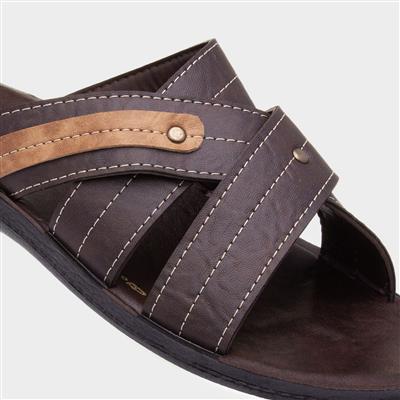 Edgar Mens Dark Brown Mule Sandal