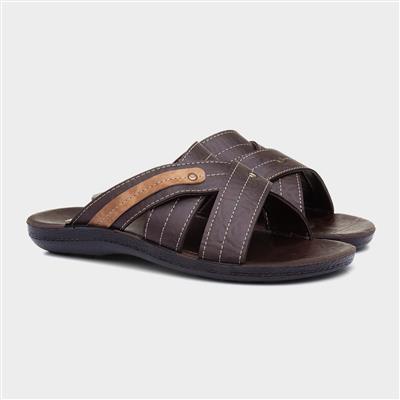 Edgar Mens Dark Brown Mule Sandal