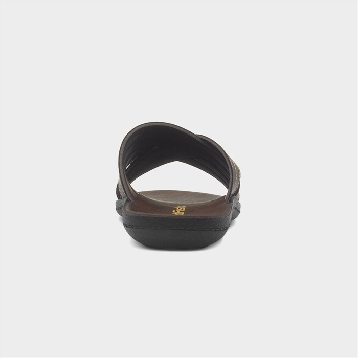 Mens Brown Cross Strap Mule Sandal
