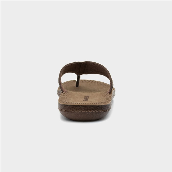 Mens Brown Toe Post Slip On Sandal