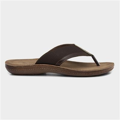 Mens Brown Toe Post Sandal