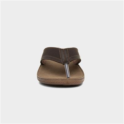 Earl Mens Brown Toe Post Sandal