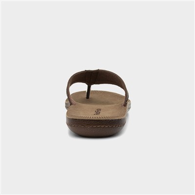 Mens Brown Toe Post Slip On Sandal