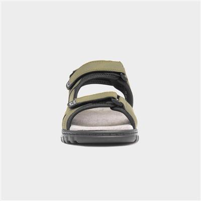 Edmund Mens Khaki Easy Fasten Sandal