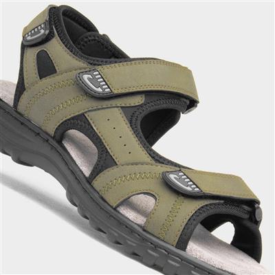 Edmund Mens Khaki Easy Fasten Sandal