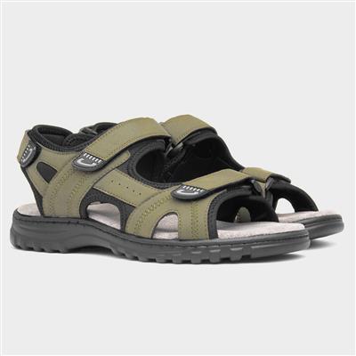 Edmund Mens Khaki Easy Fasten Sandal
