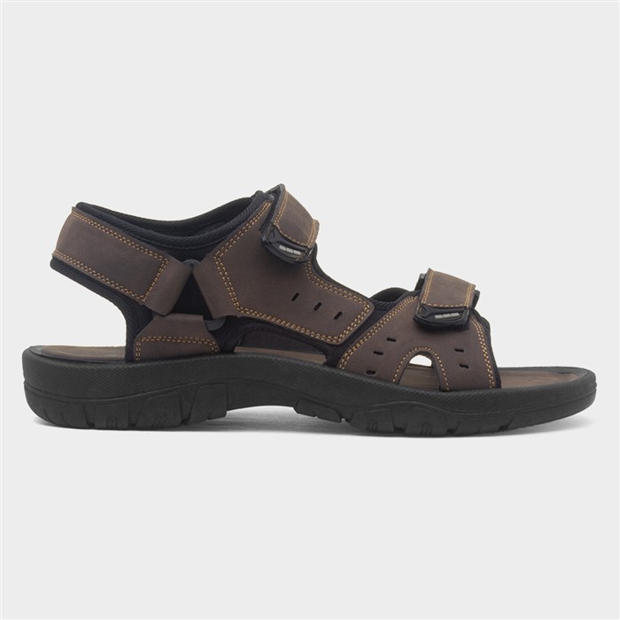 Mens Brown Double Easy Fasten Sandal