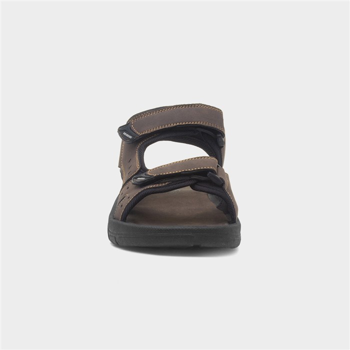 Mens Brown Double Easy Fasten Sandal