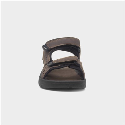 Mens Brown Double Easy Fasten Sandal