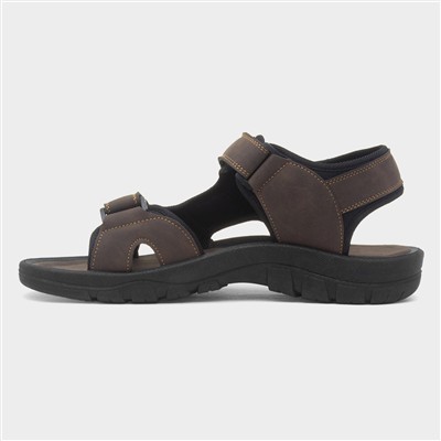 Mens Brown Double Easy Fasten Sandal