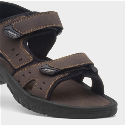 Mens Brown Double Easy Fasten Sandal