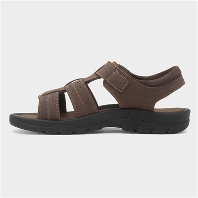 Mens Brown Open Toe Strappy Sandal