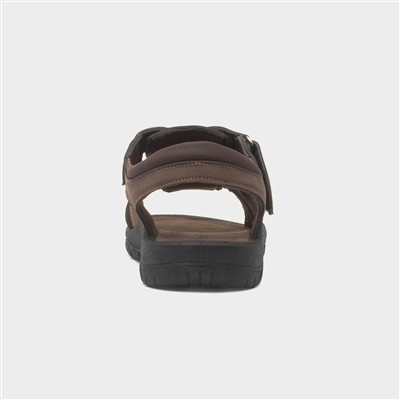Mens Brown Easy Fasten Strappy Sandal