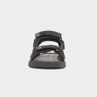 Mens Black Easy Fasten Sandal