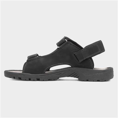 Mens Black Easy Fasten Sandal